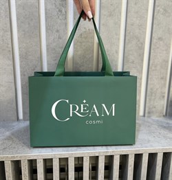 Cream фирменный пакет зеленый , картон 30*20*10 см - фото 11208