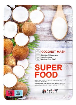 EYENLIP Тканевая маска увлажняющая , с кокосом SUPER FOOD PEACH COCONUT - фото 11794