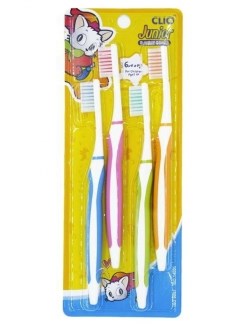Clio Набор детских зубных щеток 6-12 лет New Junior Clio Normal Toothbrush, 4 шт - фото 8280