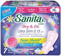 Sanita Прокладки гигиенические  супервпитывающие ночные Dry&Fit ultra slim, 7 шт