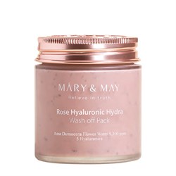 Mary&May Увлажняющая глиняная маска для лица с экстрактом розы Rose Hyaluronic Hydra Clow Wash off Pack, 125 г - фото 10264