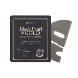 Petitfee Black Гидрогел.маска для лица с черн.жемч.и золотом Pearl & Gold Hydrogel mask pack - фото 11523