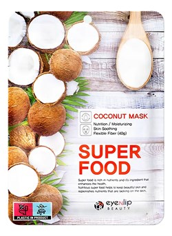 EYENLIP Тканевая маска увлажняющая , с кокосом SUPER FOOD PEACH COCONUT td5nSSQ6i3lzo6vyPeYy50 - фото 16196