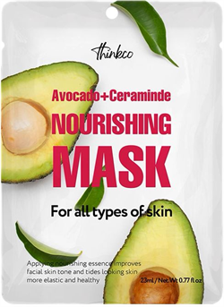 THINKCO Маска для лица тканевая ЭКСТРАКТ АВОКАДО И КЕРАМИДЫ питательная Avocado+Ceramide Nourishing Mask Pack, 23 мл xMkP2zSoi6UoxF8Rl5dF-1 - фото 18699