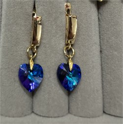 Серьги с кристаллами Swarovski синие сердца (покрытие 24к ) NhNZ3P2djBTYRtjNYc9Ef3