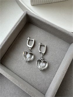 Серьги серебристые (родиевое покрытие) +прозр.сердца 30IY7WTWjx837xJO4EfYn3
