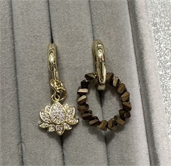 Серьги-Конго с шоколадным гематитом и подвеской лотос с фианитами Ceqcniy0gkGSknHp4QuBn1