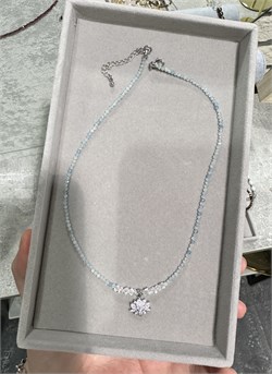 Чокер Снежный лотос, аквамарин, подвеска с фианитами Vcb2spL0ju1q37Hckpww53