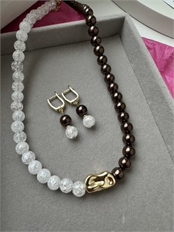 Чокер шоколадный гематит + сахарный кварц, позолота 24к te55825vgsnuVyUraw7Kt1