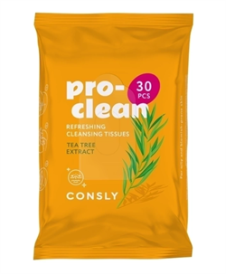 Consly Мицеллярные салфетки очищающие с экстрактом чайного дерева Pro-Clean Refreshing Cleansing Tissues with Tea Tree Extract (30 шт) 0K-JX9lHgbaMBejEyiAps2