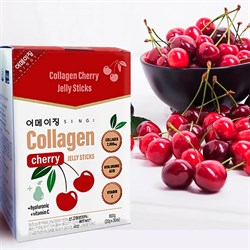 SINGI  Коллагеновое желе с вишней и витамином C COLLAGEN CHERRY JELLY STICKS, 20 гр - фото 7895