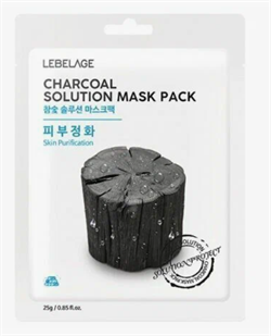 LEBELAGE Тканевая маска для лица с древесным углем Charcoal Solution Mask Pack 25г - фото 9818