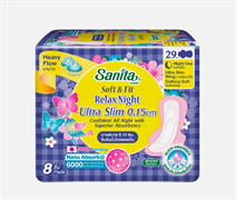 Sanita Прокладки гигиенические ультрамягкие ночные Soft&Fit ultra slim, 8 шт