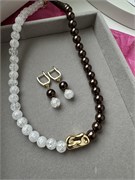 Чокер шоколадный гематит + сахарный кварц, позолота 24к te55825vgsnuVyUraw7Kt1