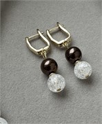 Серьги шоколад.гематит + сахарный кварц, англ.замок, позолота 24k Cyg3RNq7hGY89iZM1XTPx0